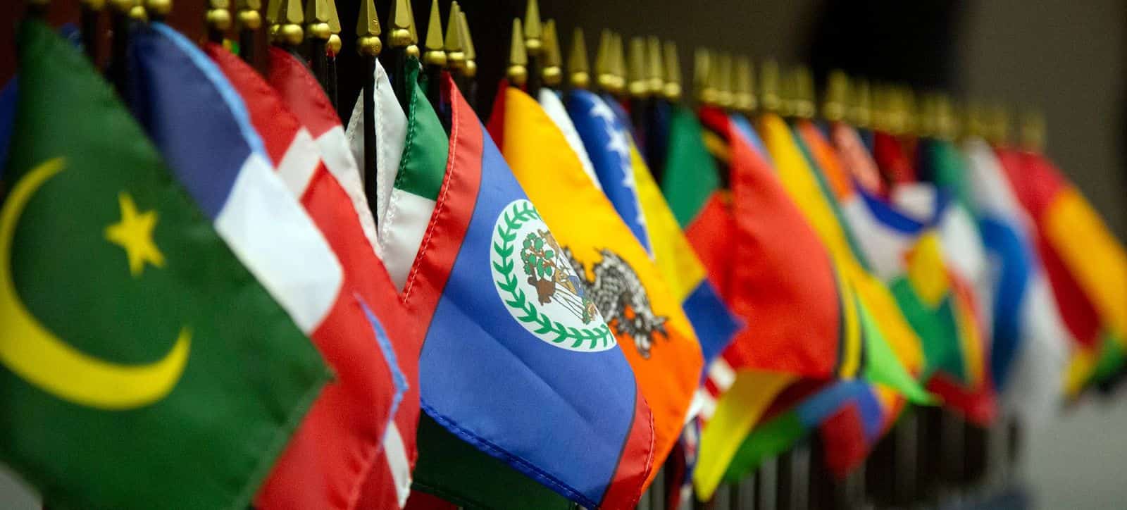 Flags of the countries represented at Texas State
