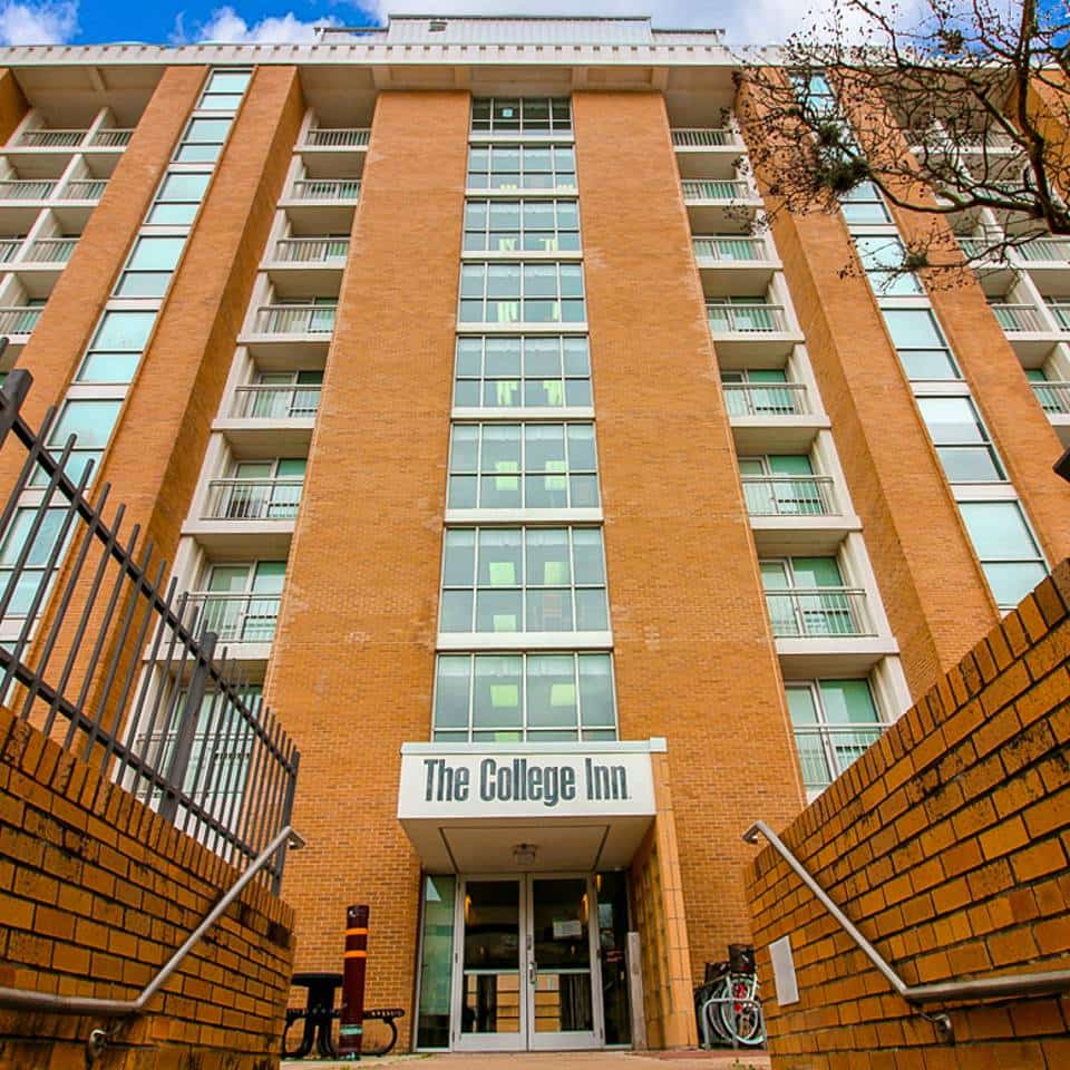 College Inn — suites with a living area, home of the Business community