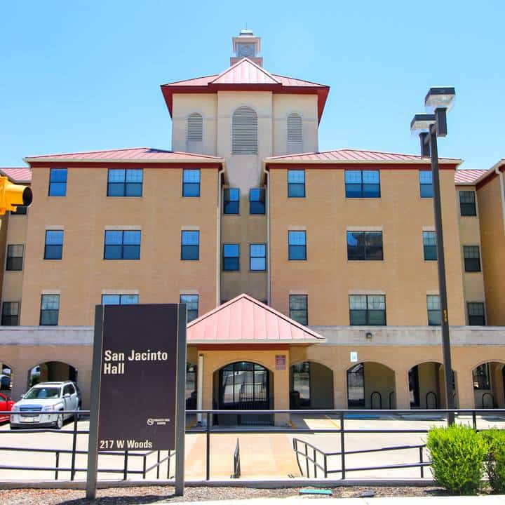 San Jacinto Hall — all single rooms, in-suite bathrooms